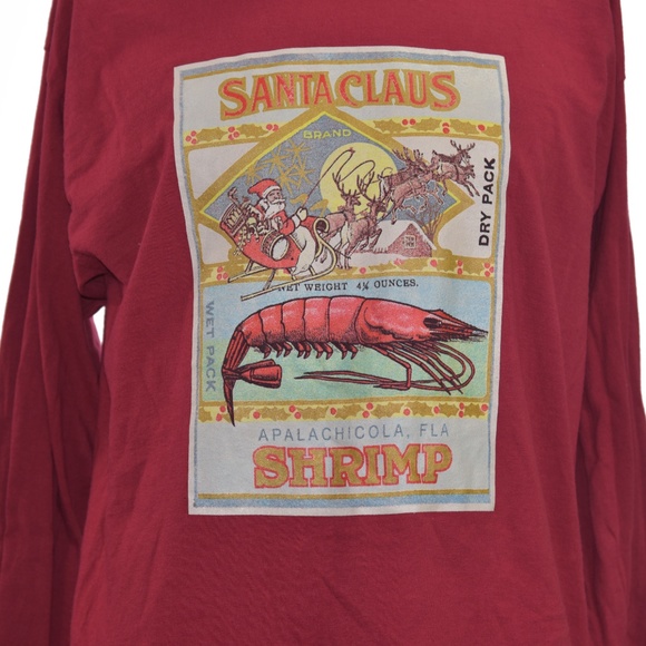 *Shrimp Santa Clause Sz L Winter L/S Christmas Tee - Picture 2 of 5